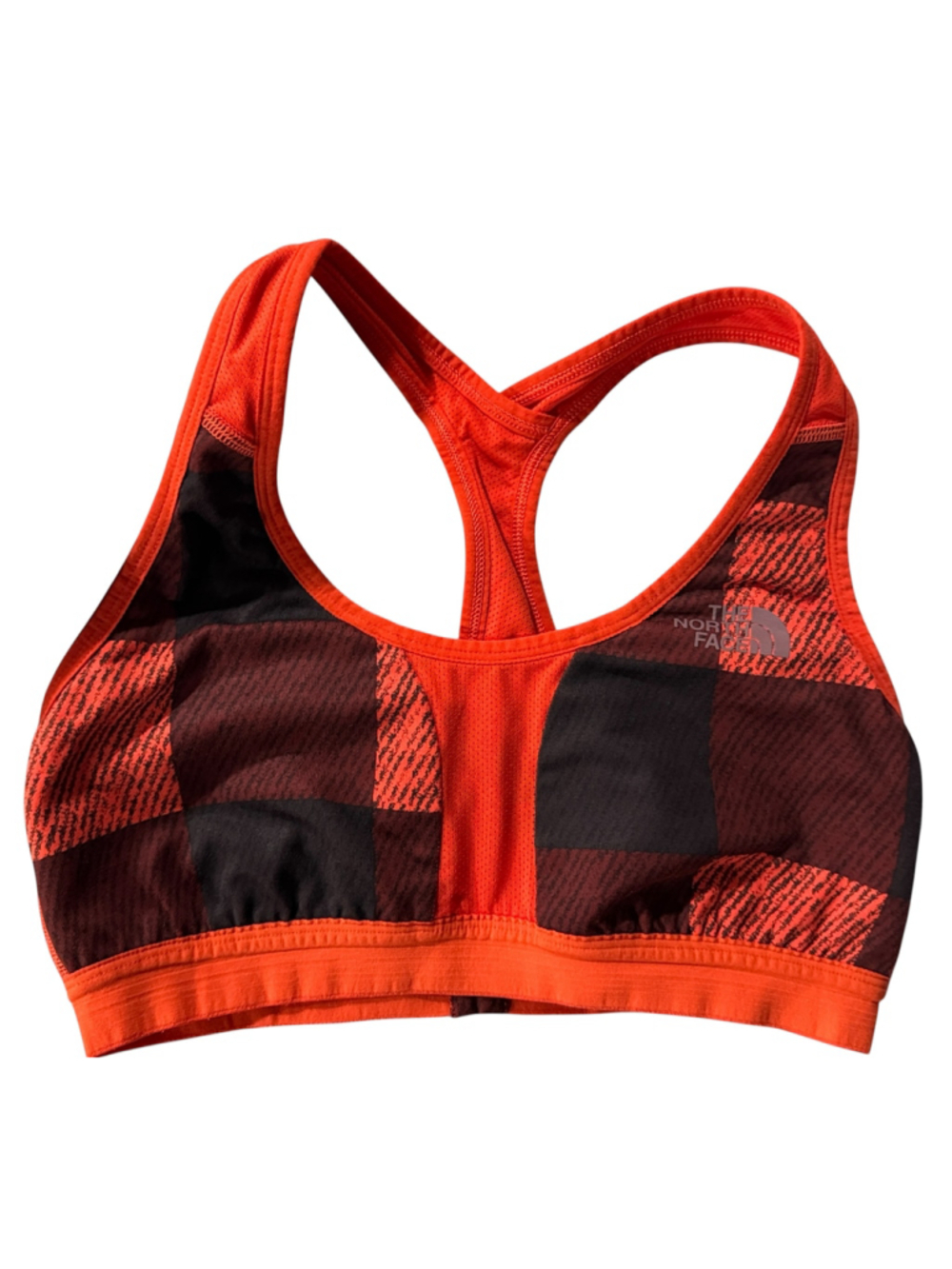 The North Face Sports Bra Medium Red Plaid Print, Racerback